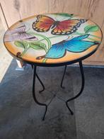 Metalen krukje met glasplaatje, Ophalen, Zo goed als nieuw, Staal