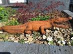 Prachtige forse oxide kleurige vol stenen krokodil., Tuin en Terras, Ophalen of Verzenden, Steen, Dierenbeeld