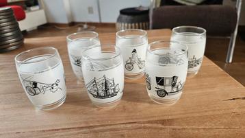 Vintage Limonadeglazen - Vervoer Thema beschikbaar voor biedingen