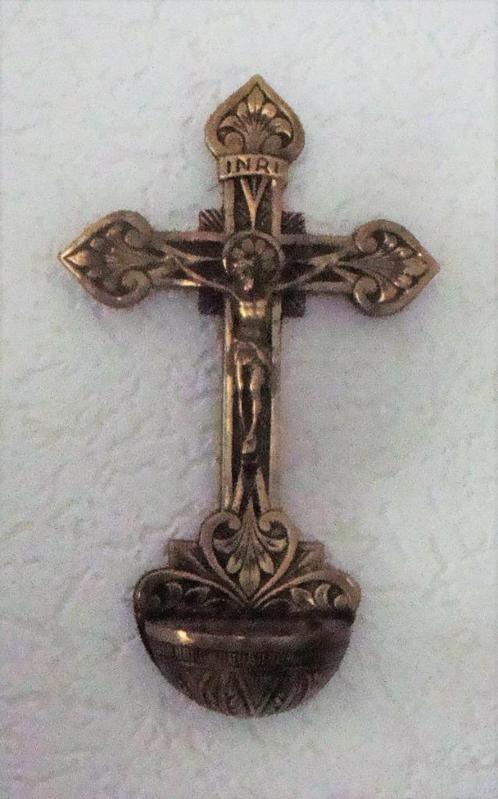 kruishanger met wijwaterbakje , Frankrijk c.a. 1900, Antiek en Kunst, Antiek | Religie, Ophalen of Verzenden