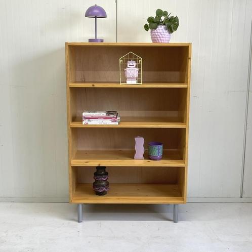 Vintage schoolkast boekenkast vakkenkast hout jaren 70, Huis en Inrichting, Kasten | Boekenkasten, Gebruikt, 50 tot 100 cm, 100 tot 150 cm