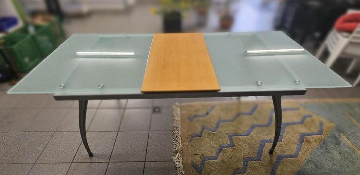 Italiaans design Eettafel (Glas / Hout) Bonalda, Huis en Inrichting, Tafels | Eettafels, Zo goed als nieuw, 50 tot 100 cm, 200 cm of meer