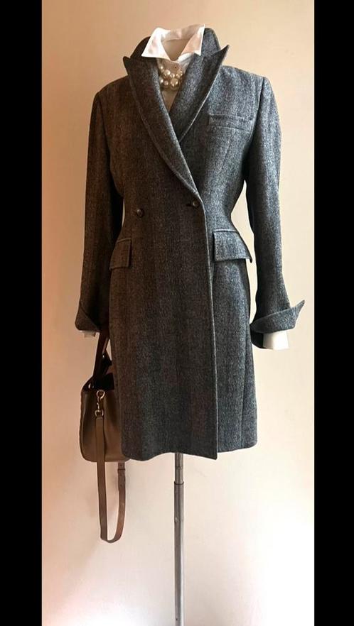 Scapa 38 wolblend visgraat geweven blazermantel grijs/zwart, Kleding | Dames, Jassen | Winter, Zo goed als nieuw, Maat 38/40 (M)