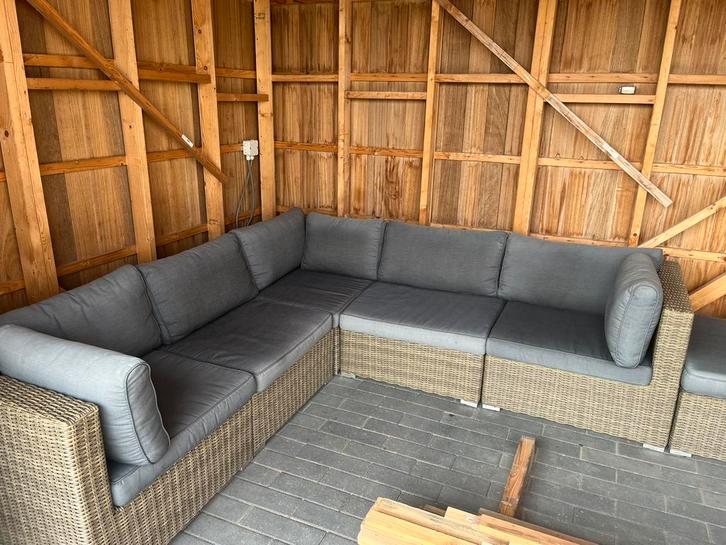 Fonteyn Wicker Modulaire Lounge met hocker Set 5 persoons, Tuin en Terras, Tuinsets en Loungesets, Gebruikt, Loungeset, Wicker