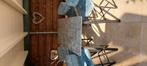 Bartafel met 4 krukken betonlook blauw grijs 140x70x90h, Huis en Inrichting, Ophalen, Zo goed als nieuw, Rechthoekig, 50 tot 100 cm