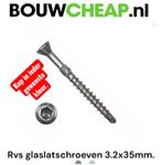 Glaslatschroeven RVS 3.2x30 of 35 mm., Doe-het-zelf en Verbouw, Ophalen of Verzenden, Nieuw, 80 tot 120 cm