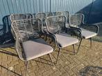 6 Kunststof Rotan Tuinstoelen - met kussens, Ophalen, Zo goed als nieuw, Kunststof