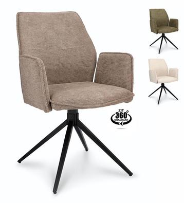 Nieuwe Eetkamerstoelen Marly 360 Stof Groen - Taupe - Creme