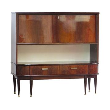 Vintage Art Deco secretaire barkast dressoir in palissander