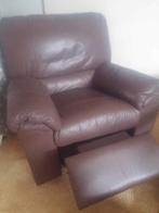 Fauteuil met beensteun te koop, Huis en Inrichting, Fauteuils, Ophalen, Gebruikt, Minder dan 75 cm, Leer