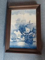 Delfts Blauw Tegeltableau met Schepen, Antiek en Kunst, Ophalen of Verzenden