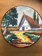 Vintage Platart Wandbord met Huisje Decoratie Schaal Antiek, Ophalen of Verzenden