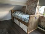 Steigerhouten 1 persoons bed, Kinderen en Baby's, Kinderkamer | Bedden, Ophalen, 70 tot 85 cm, Zo goed als nieuw, Lattenbodem