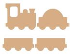 MDF ornament locomotief en wagons treinen assorti 4 stuks, Nieuw, Ophalen of Verzenden, Materiaal