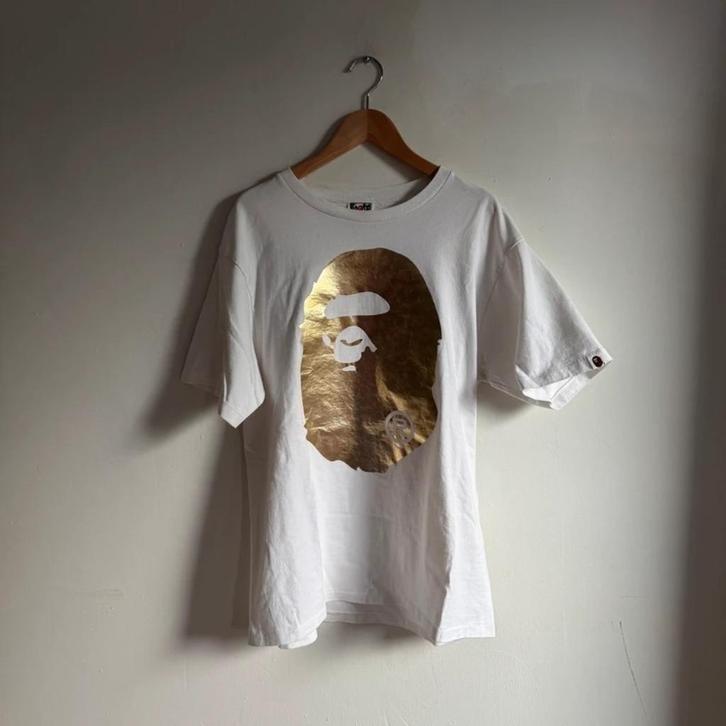 Golden Bapehead Logo T-shirt maat L, Kleding | Heren, T-shirts, Zo goed als nieuw, Maat 52/54 (L), Wit, Ophalen of Verzenden