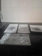 Set van 4 moderne zwart-wit serveerschaaltjes, Ophalen, Zo goed als nieuw