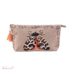 Beige velours pouch tas tiger moth Imbarro leuk als cadeau, Sieraden, Tassen en Uiterlijk, -, Beige, -, Nieuw