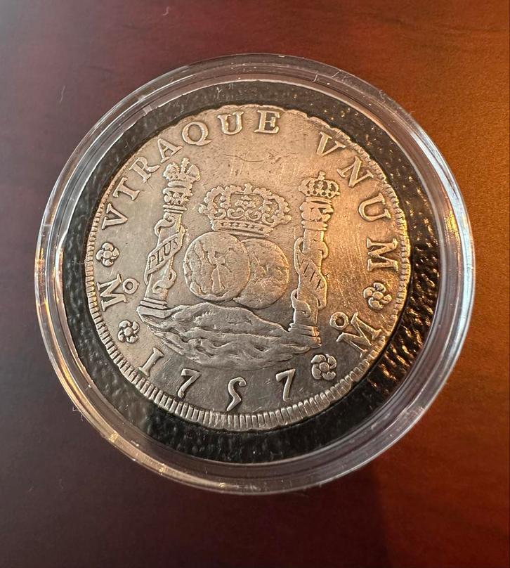 Zeldzame 8 Reales 1757 Mexico, Postzegels en Munten, Munten | Amerika, Losse munt, Midden-Amerika, Zilver, Ophalen of Verzenden