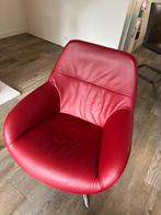 Rode leren draaifauteuil, Huis en Inrichting, Fauteuils, Ophalen, Gebruikt, Modern, 50 tot 75 cm