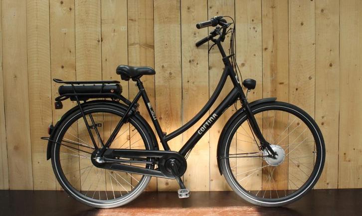 Cortina E-U1,  340watt accu, damens 57 cm, zwart, Fietsen en Brommers, Elektrische fietsen, Gebruikt, Cortina, 55 tot 59 cm, 50 km per accu of meer