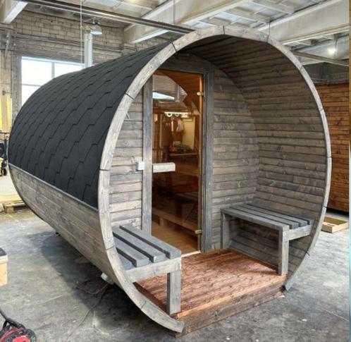 Barrel Sauna aanbieding 3 meter|Houtkachel, Sport en Fitness, Sauna, Nieuw, Fins of Traditioneel, Ophalen of Verzenden
