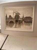 Ets Hoge Brug in Overschie , gesigneerd, Antiek en Kunst, Ophalen of Verzenden