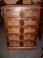 LADEKAST APOTHEKERSKAST - Massief teakhout Flamant 2x5 lades, Huis en Inrichting, Kasten | Ladekasten, Ophalen, Gielen, 5 laden of meer
