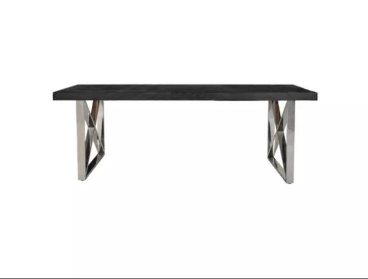 Eettafel Visgraat + Glasplaat, Huis en Inrichting, Tafels | Eettafels, Zo goed als nieuw, 50 tot 100 cm, 150 tot 200 cm, Vier personen