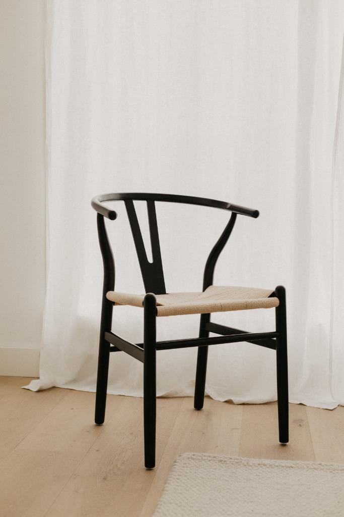 Set Y'Chair natural (nieuw) wishbone geïnspireerd, Huis en Inrichting, Stoelen, Nieuw, Vijf, Zes of meer stoelen, Hout, Zwart