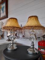 Kristallen lampen voeten met barok kappen, Huis en Inrichting, Lampen | Tafellampen, Ophalen of Verzenden, Zo goed als nieuw, Minder dan 50 cm