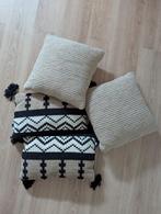 Hoge kwaliteit jute & katoen sierkussens - designer kussens, Ophalen of Verzenden, Zo goed als nieuw, Vierkant