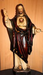Mooi antiek doorleefd beeld Heilig Hart van Jezus, Gebruikt, Ophalen of Verzenden, Christendom | Katholiek, Beeld(je)