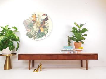 Vintage Deens lowboard teak dressoir met lades beschikbaar voor biedingen