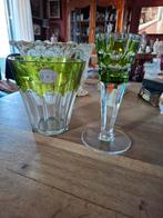 Val Saint Lambert Kristal Beker en Vaasje - Groen, Ophalen of Verzenden
