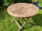 Opklapbare ronde tuintafel tafel - 90 cm - hardhout - izgst, Rond, Zo goed als nieuw, Hout, Ophalen