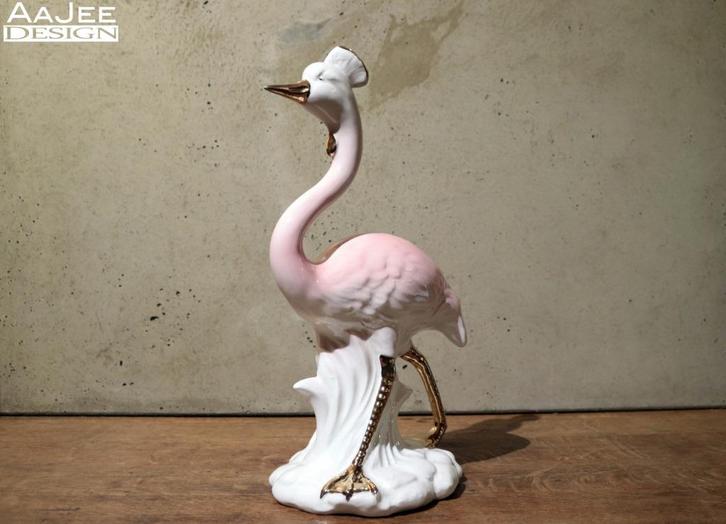 Grote keramieken FLAMINGO - KRAAN- PARADIJSVOGEL, Verzamelen, Beelden en Beeldjes, Zo goed als nieuw, Dier, Ophalen of Verzenden