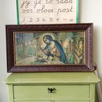 Vintage antiek religieus XL schilderij Maria met Jezus, Antiek en Kunst, Antiek | Religie, Ophalen