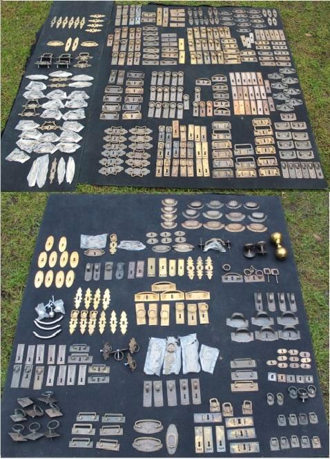 Ca. 400 stuks -antiek look- koperen meubel beslag., Antiek en Kunst, Antiek | Meubels | Kasten, Ophalen of Verzenden