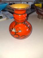 Vintage Flora Keramiek Vaas - Oranje/Geel, Huis en Inrichting, Woonaccessoires | Vazen, Gebruikt, Aardewerk of Porselein, Oranje