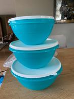 Tupperware nieuw set nestelschalen blauw 3-delig, Tupperware, Schaal, Nieuw, Tupperware