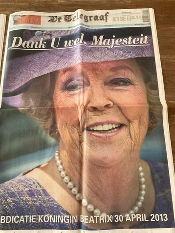 Kranten De Telegraaf - Abdicatie Koningin Beatrix 2013 beschikbaar voor biedingen