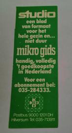 Sticker Studio/Micro gids een blad van formaat KRO, Ophalen of Verzenden, Nieuw, Film, Tv of Omroep