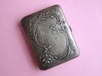 Antiek Art Nouveau sigarettendoosje bloem zilver klr vintage, Verzenden
