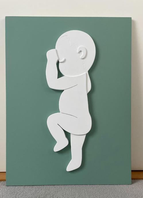 Wanddecoratie / Geboortebord van hout met reliëf - "baby", Huis en Inrichting, Woonaccessoires | Wanddecoraties, Nieuw, Ophalen of Verzenden