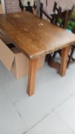 Eikenhouten tafel met vier stoelen, Ophalen, Gebruikt, 100 tot 150 cm, Eikenhout