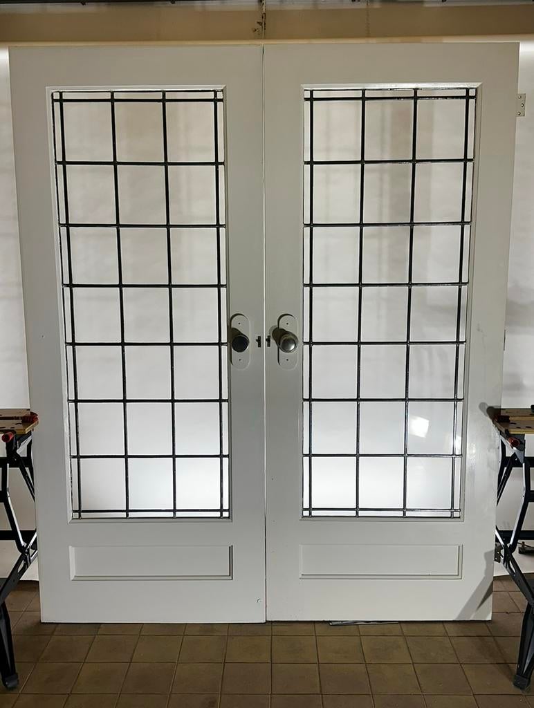 Set ensuite deuren met glas in lood, Ophalen, Binnendeur, 200 tot 215 cm, Glas