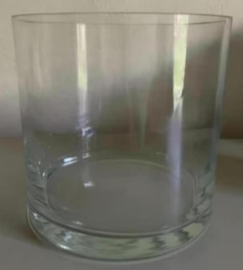 Glazen windlicht / brede vaas; 18 cm hoog, 18,5 cm doorsnee, Huis en Inrichting, Woonaccessoires | Vazen, Zo goed als nieuw, Glas