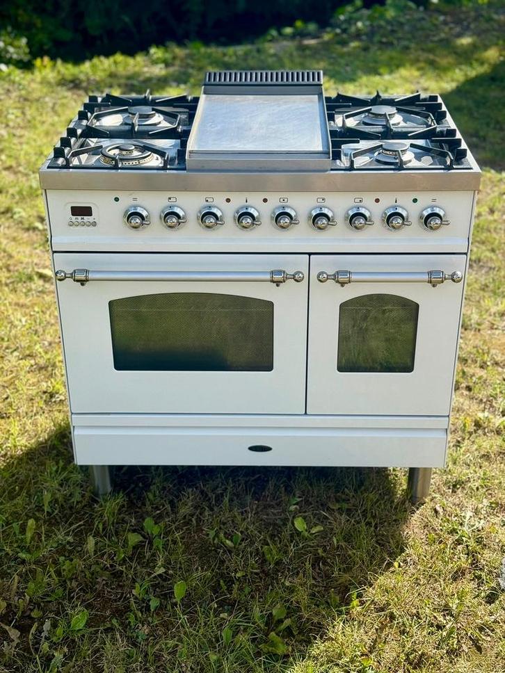 Boretti Gasfornuis met Fry-top, Witgoed en Apparatuur, Fornuizen, Zo goed als nieuw, Vrijstaand, Gas, 5 kookzones of meer, 90 tot 95 cm