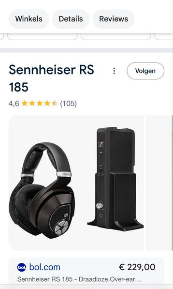 Sennheiser koptelefoon RS185 wireless beschikbaar voor biedingen