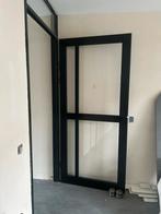 Zwarte houten binnendeur met glas 95x211, Doe-het-zelf en Verbouw, Deuren en Horren, Ophalen, Gebruikt, 80 tot 100 cm, Binnendeur